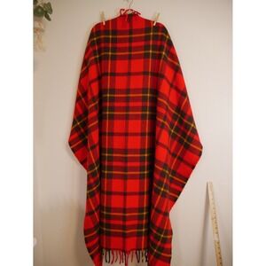 Faribo Red Plaid Blanket‎ Fringe Faribault Woolen Mill 46x46